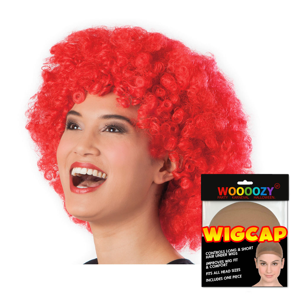 Percke Unisex Damen Super-Riesen-Afro Locken, rot - mit Haarnetz