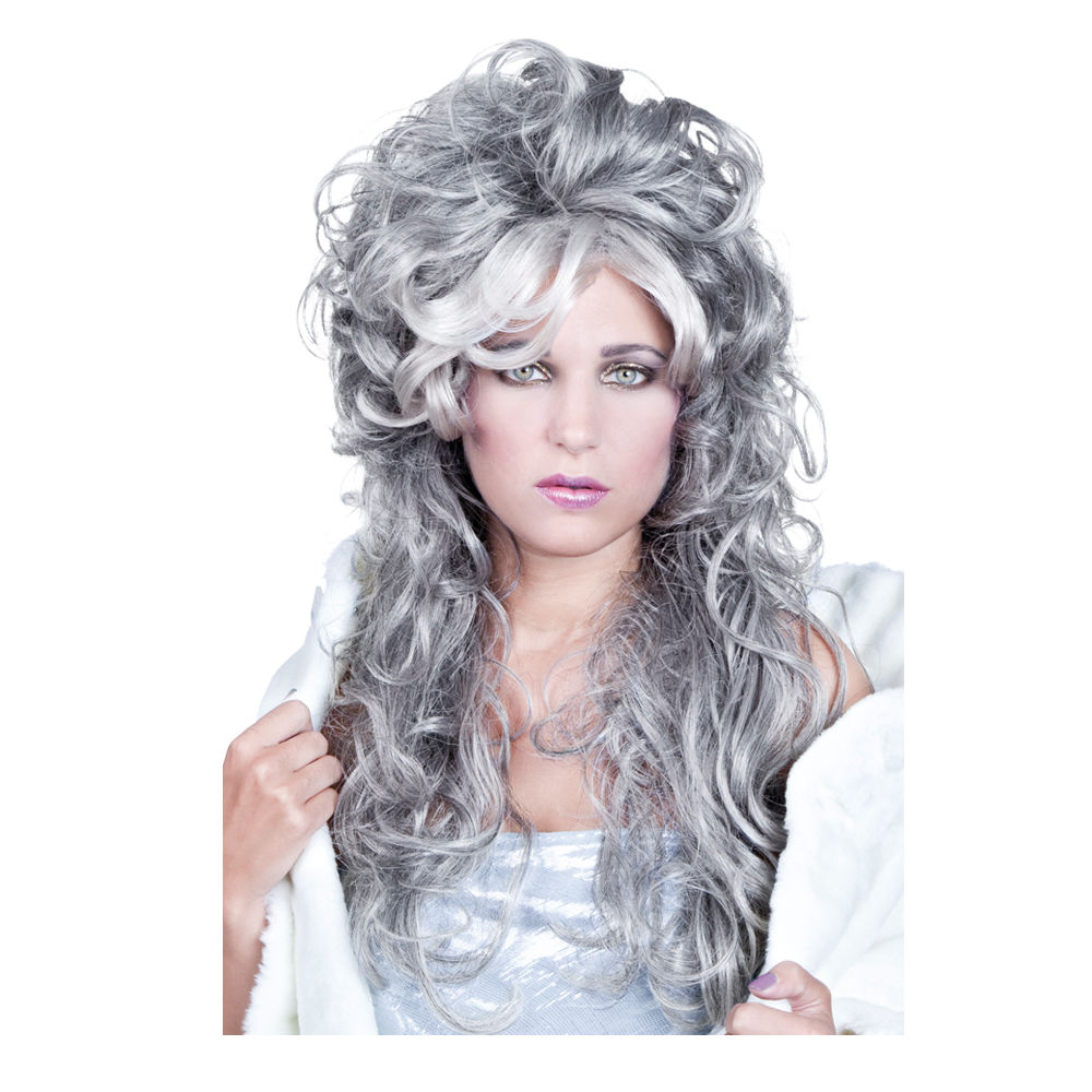 Perücke Damen Eiskönigin, weiß-grau - mit Haarnetz Bild 2