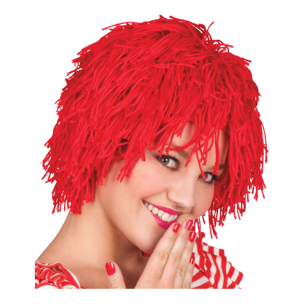 Perücke Unisex Clown Fuzz aus Wolle, rot - mit Haarnetz Bild 2