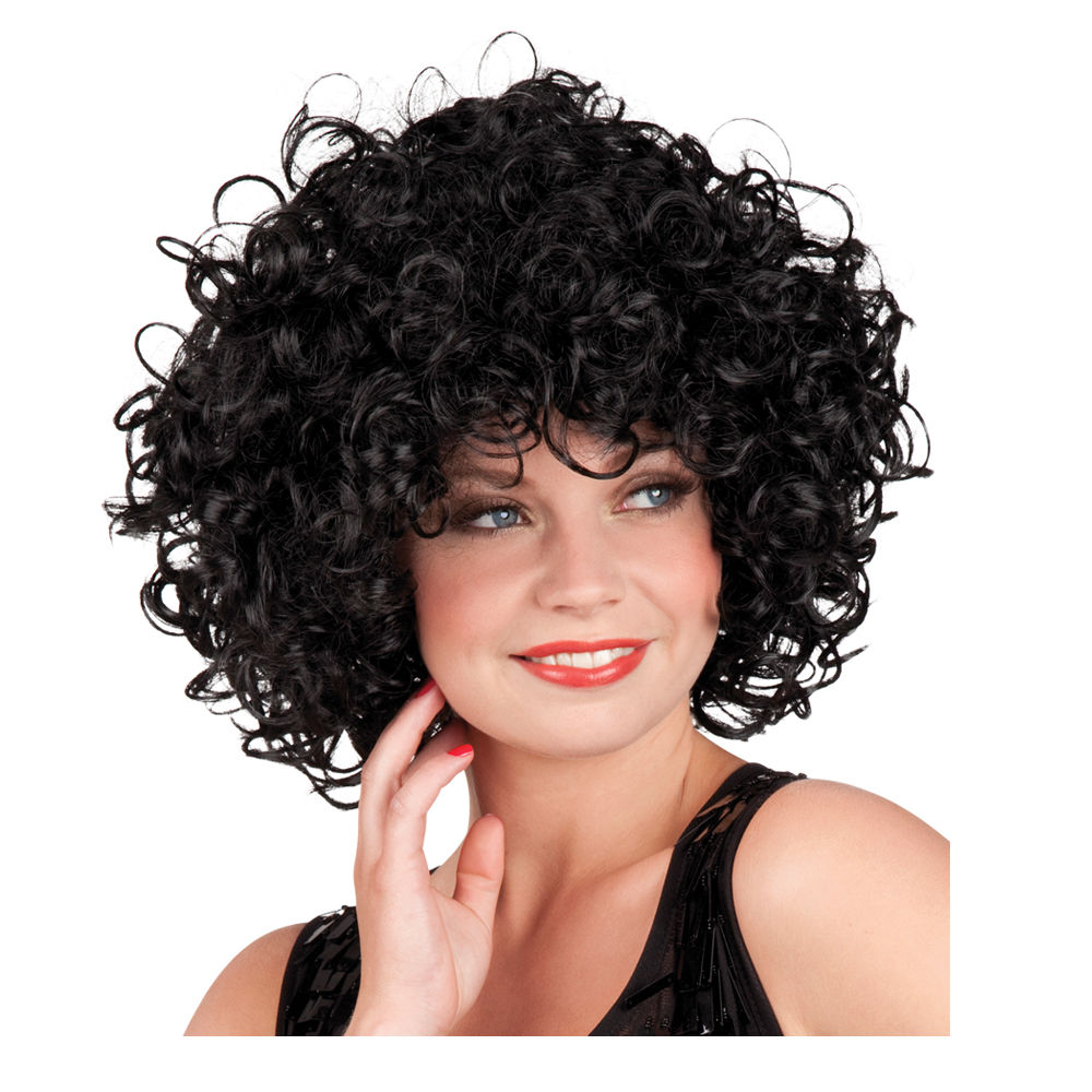 Perücke Damen Candice gelockt, schwarz - mit Haarnetz Bild 2