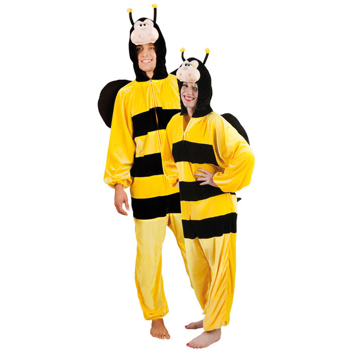 Damen- und Herren-Kostüm Overall Biene, Gr. S bis 165cm Körpergröße - Plüschkostüm, Tierkostüm