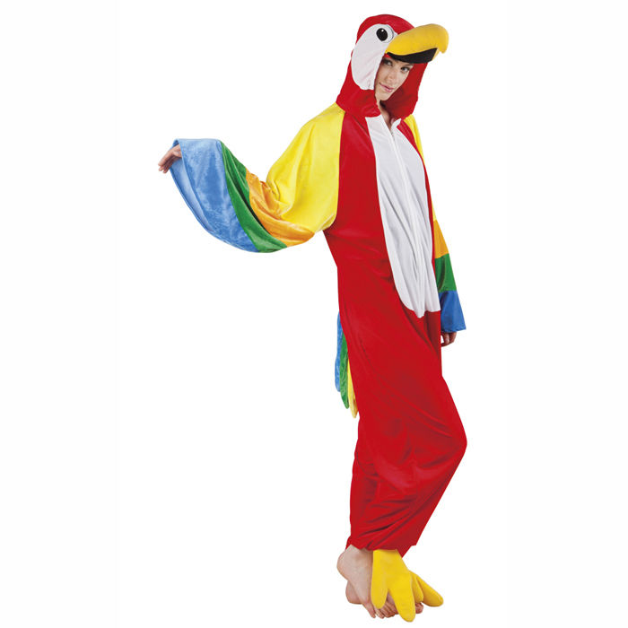 Damen- und Herren-Kostüm Overall Papagei, Gr. S bis 165cm Körpergröße - Plüschkostüm, Tierkostüm