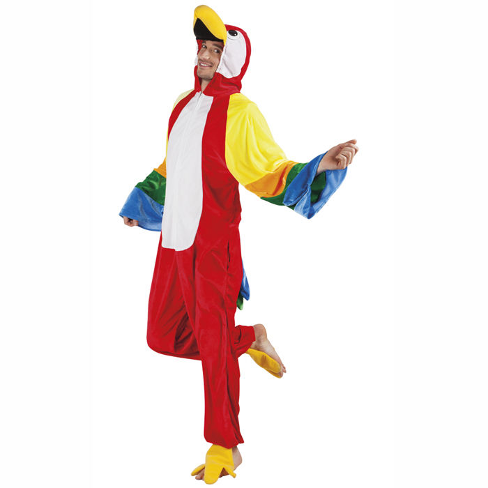 Damen- und Herren-Kostüm Overall Papagei, Gr. XL bis 190cm Körpergröße - Plüschkostüm, Tierkostüm