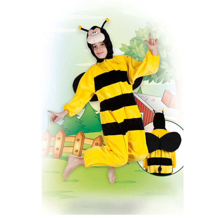 Kinder-Kostüm Overall Biene, Gr. M bis 140cm Körpergröße - Plüschkostüm, Tierkostüm Bild 3