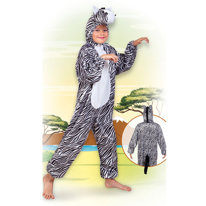 Kinder-Kostüm Overall Zebra, Gr. M bis 140cm Körpergröße - Plüschkostüm, Tierkostüm Bild 3