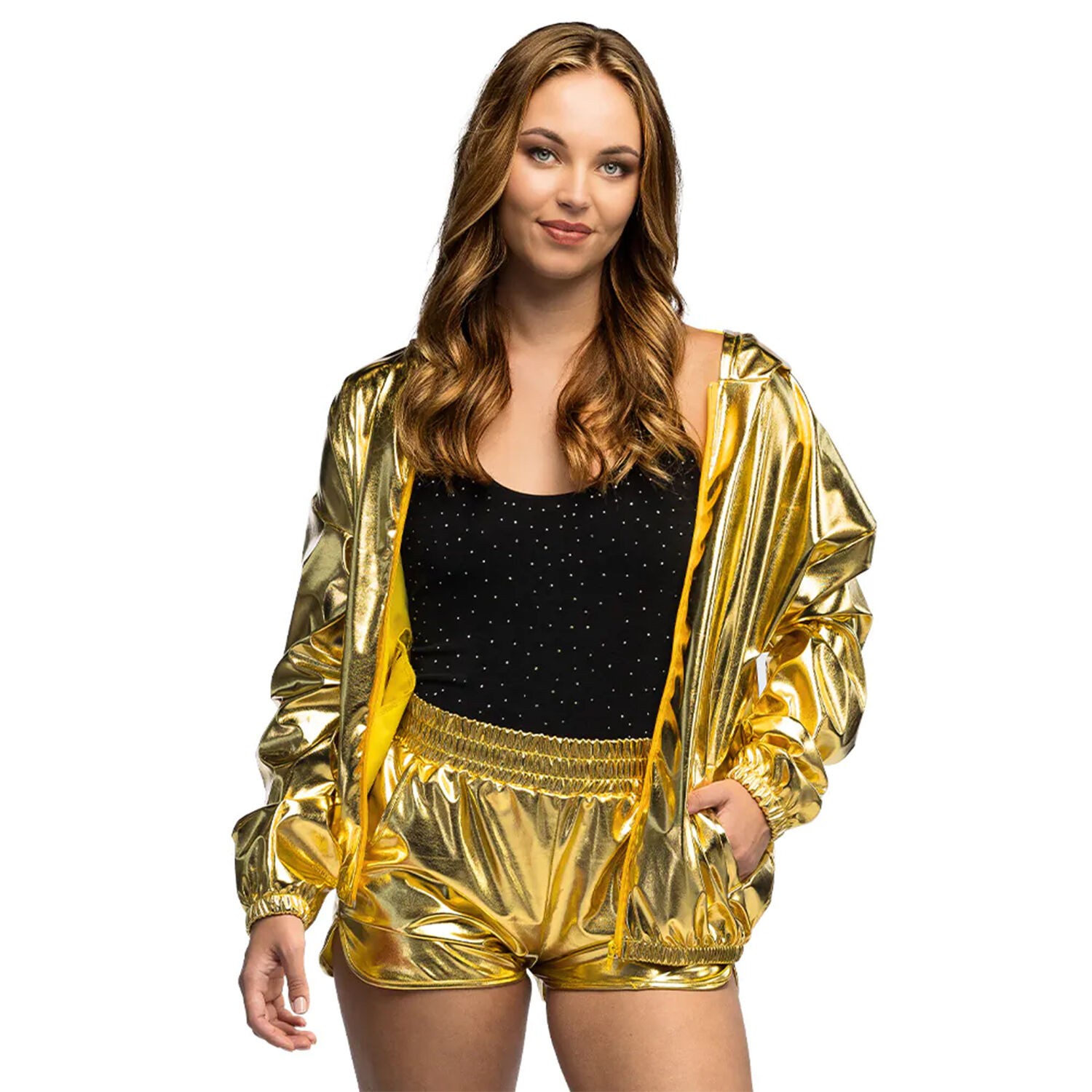 NEU Unisex-Kost�m Bomberjacke gold, mit Kapuze und Taschen, Gr. M Bild 3