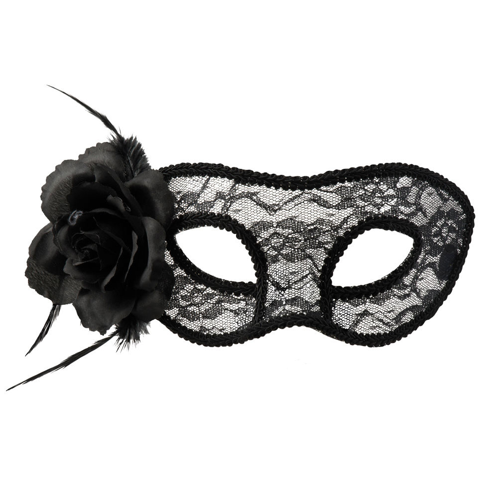 Maske Mystique, schwarz, mit Rose Bild 2