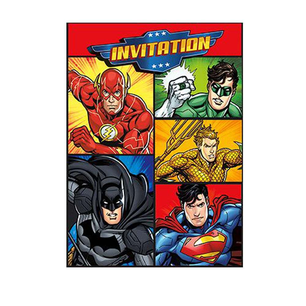 SALE Einladungskarten Justice League, 8 Stück