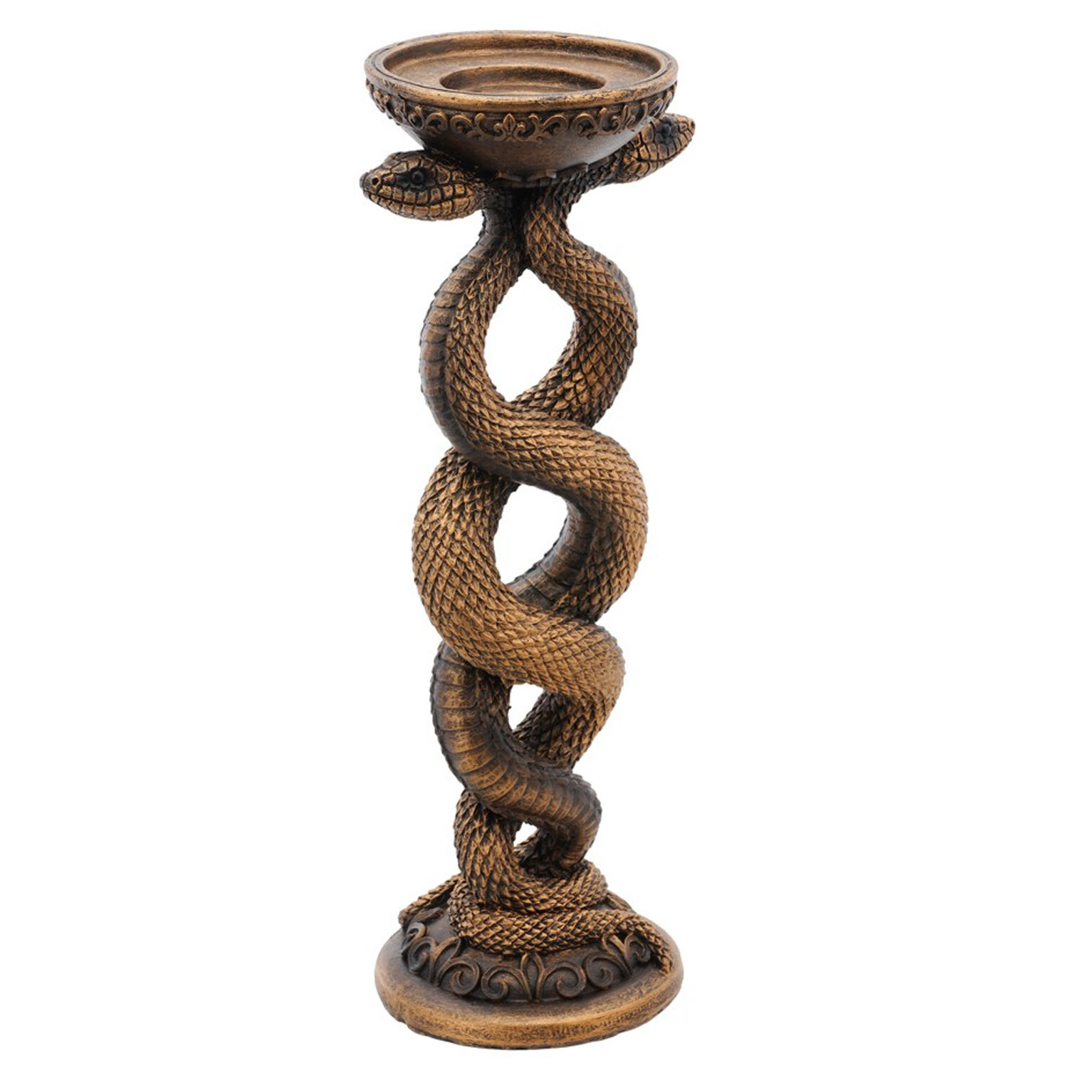 SALE Schlangen-Kerzenhalter in Bronzeoptik aus Polyresin, Gre ca. 11 cm x 12 cm x 31 cm