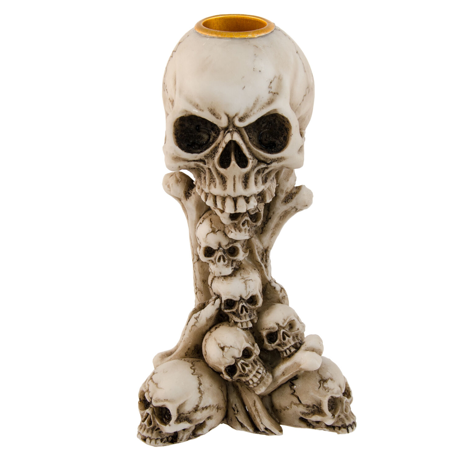 SALE Kerzenstnder / Kerzenhalter in Form mehrerer Totenkpfe aus Polyresin, Gre ca. 14,2 cm