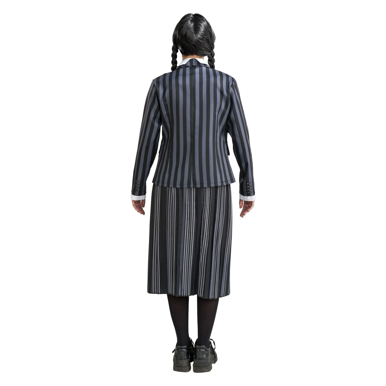 NEU Damen-Kostm Wednesday Addams Schul-Uniform, schwarz-grau gestreift, 3-tlg., Gr. XS Bild 2