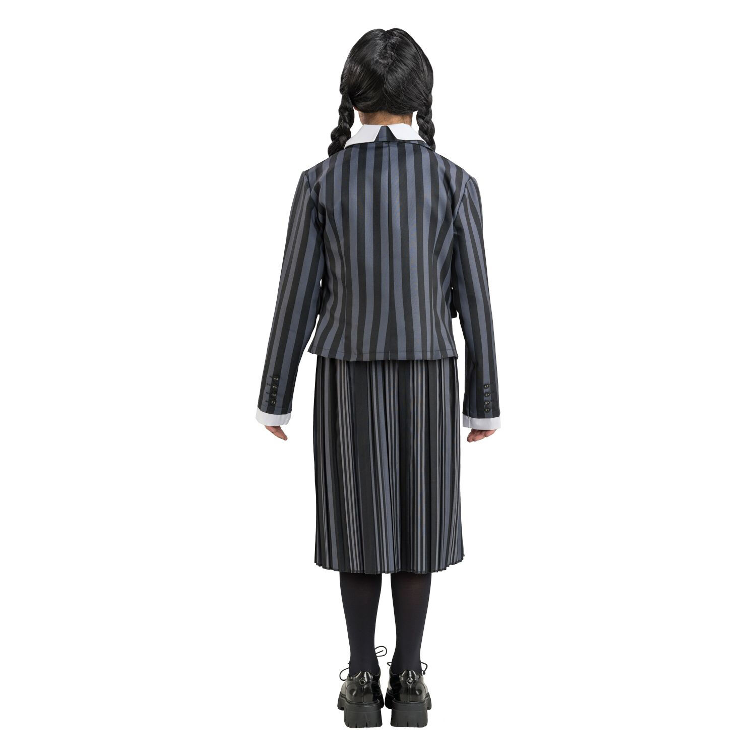NEU Kinder-Kostm Wednesday Addams Schul-Uniform, schwarz-grau gestreift, 3-tlg., Gr. 140 Bild 2