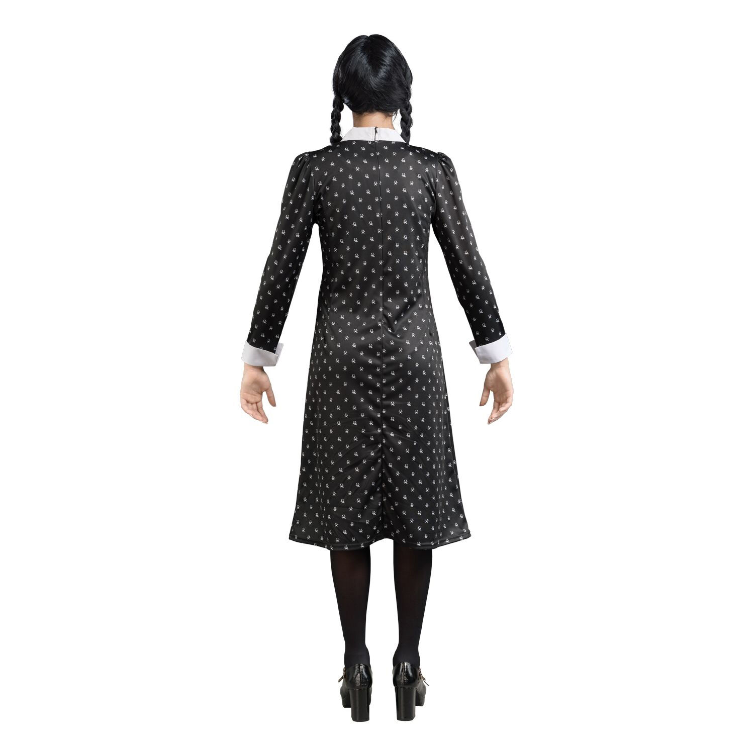 NEU Damen-Kostm Wednesday Addams, schwarzes Kleid mit weien Motiven, Gr. XS Bild 2