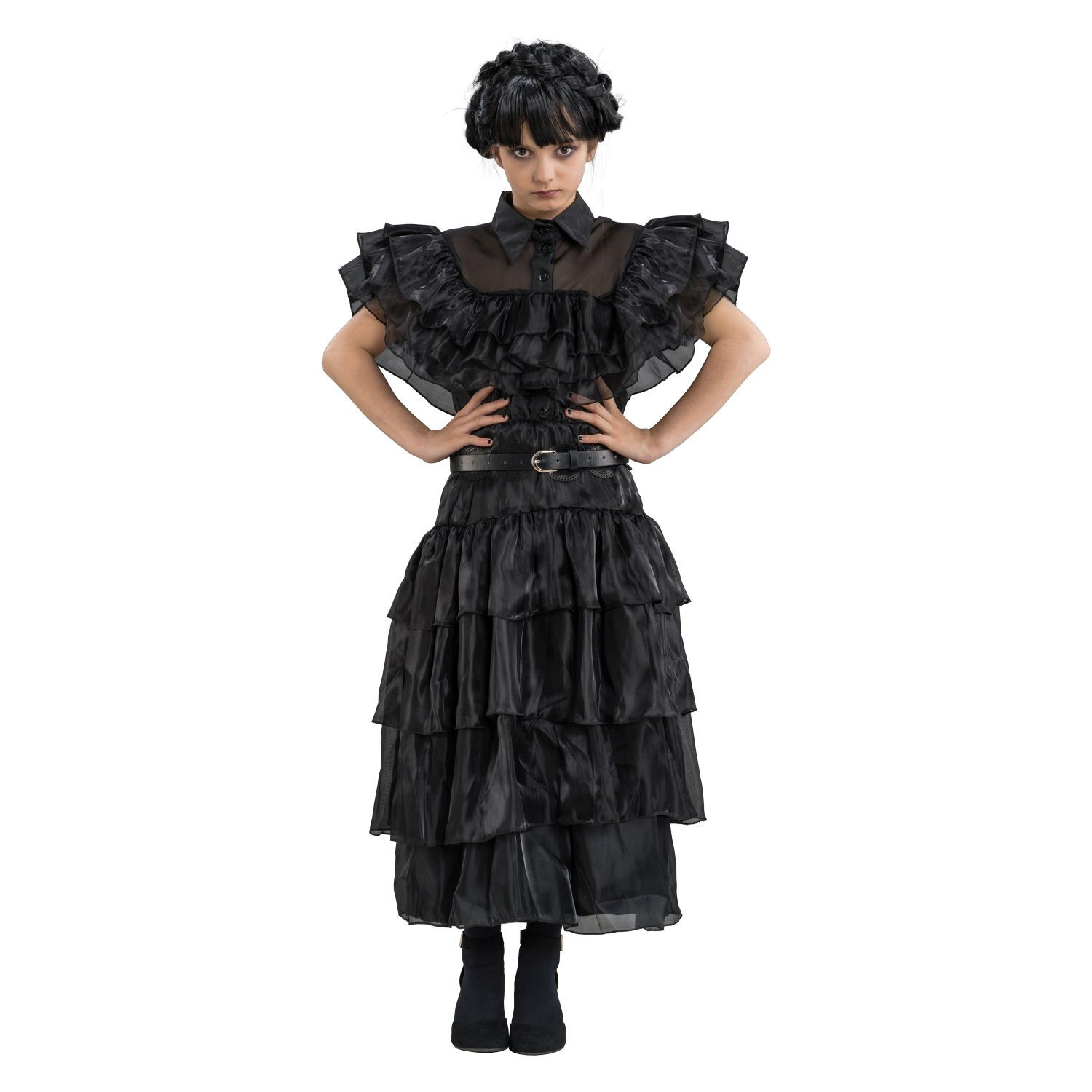 SALE Kinder-Kostm Wednesday Addams Prom-Night Ballkleid, schwarz, Gr. 140