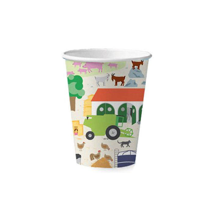 SALE Becher, recycelbar aus Pappe, Bauernhof 8 Stk. 0,2 ltr.