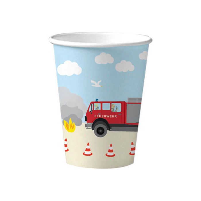 SALE Becher, recycelbar aus Pappe, Feuerwehr 8 Stk. 0,2 ltr.