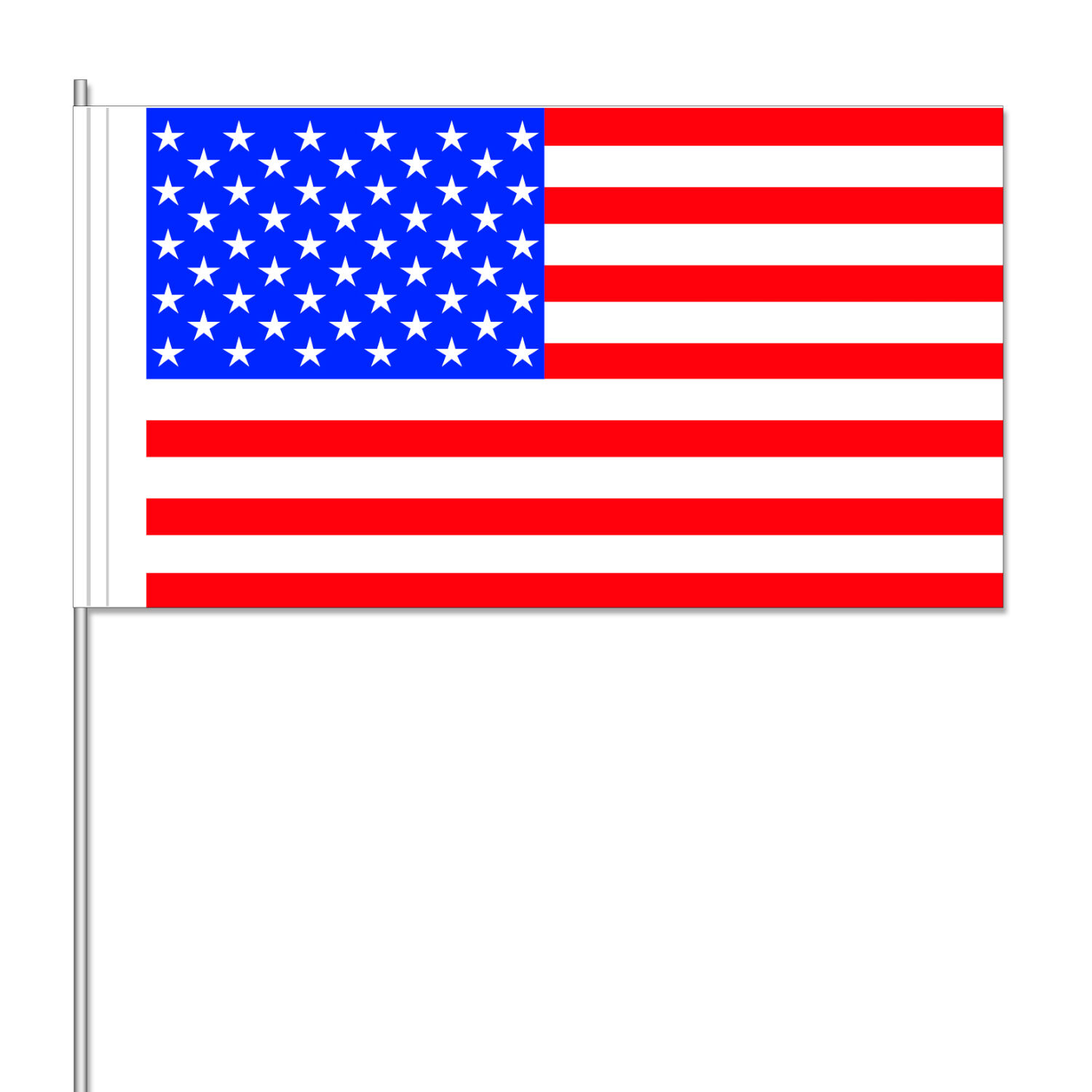 NEU Papierflaggen USA mit Stab, 12 x 21 cm, 10 Stück