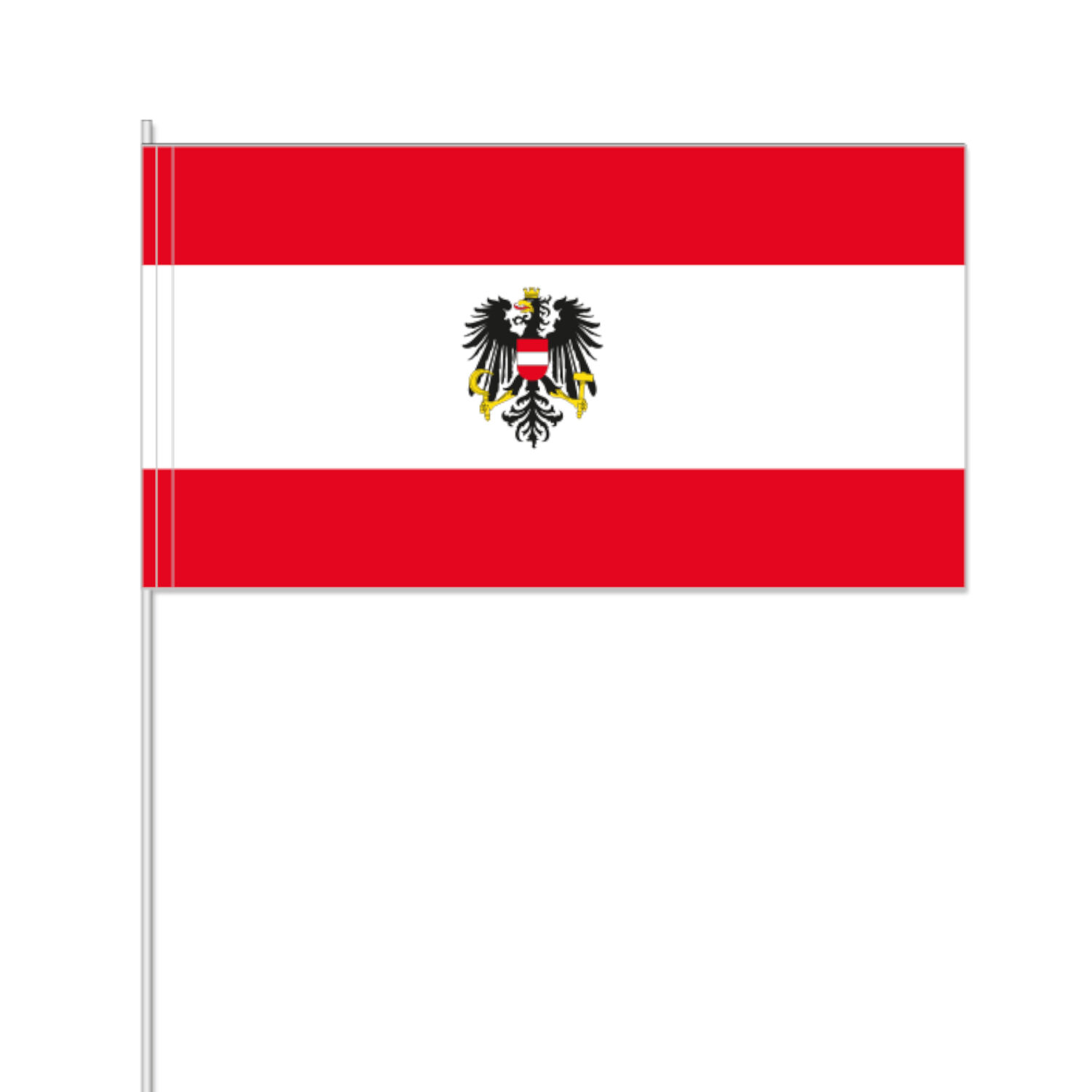 Papierflaggen sterreich mit Stab, 12 x 21 cm, 10 Stck