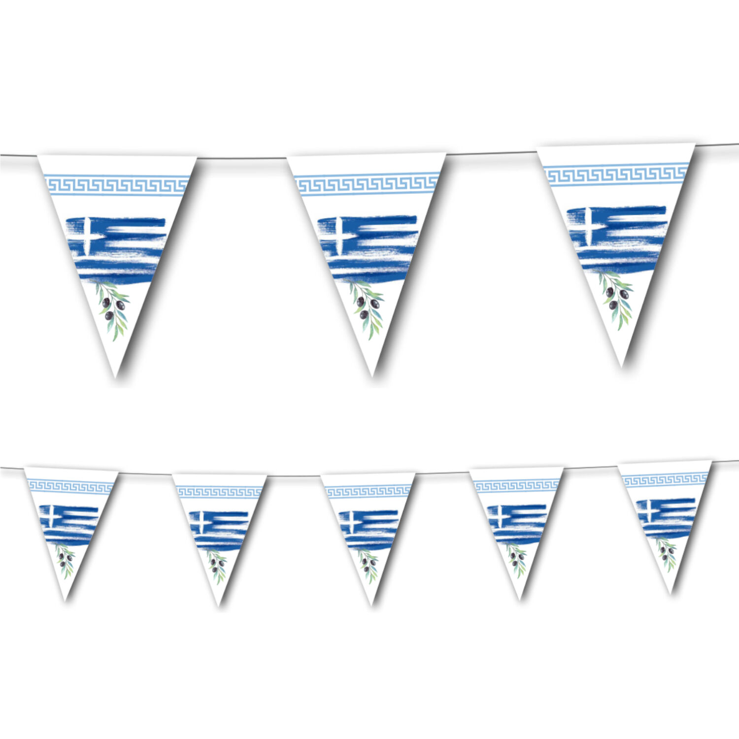 Wimpelkette Griechenland aus Papier, 3,5 m, 10 Wimpel  20x30cm