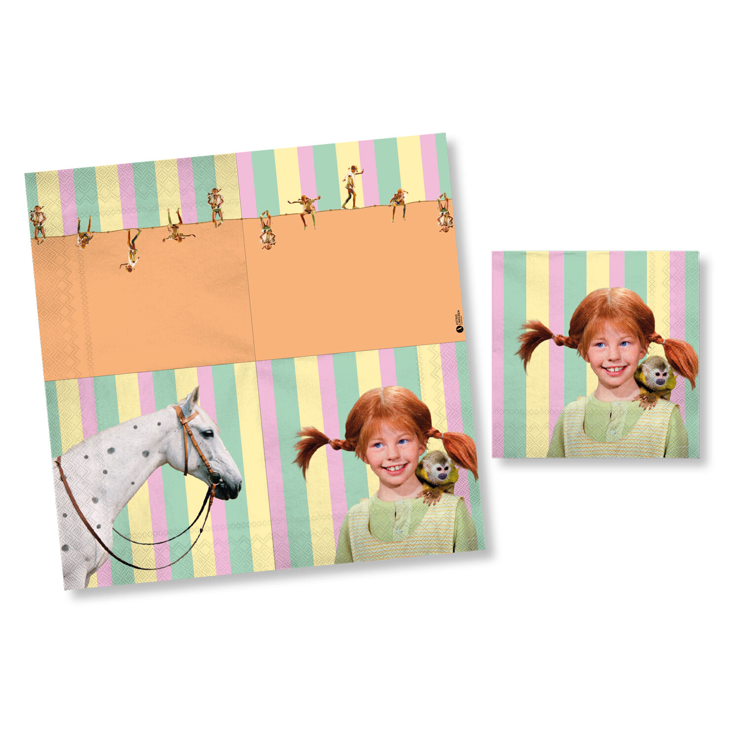 NEU Servietten Pipp Langstrumpf, ca. 33x33cm, 20 St�ck