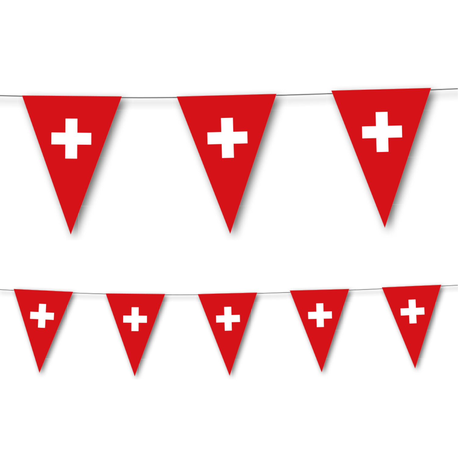 Wimpelkette Schweiz aus Papier, 3,5 m, 10 Wimpel  20x30cm