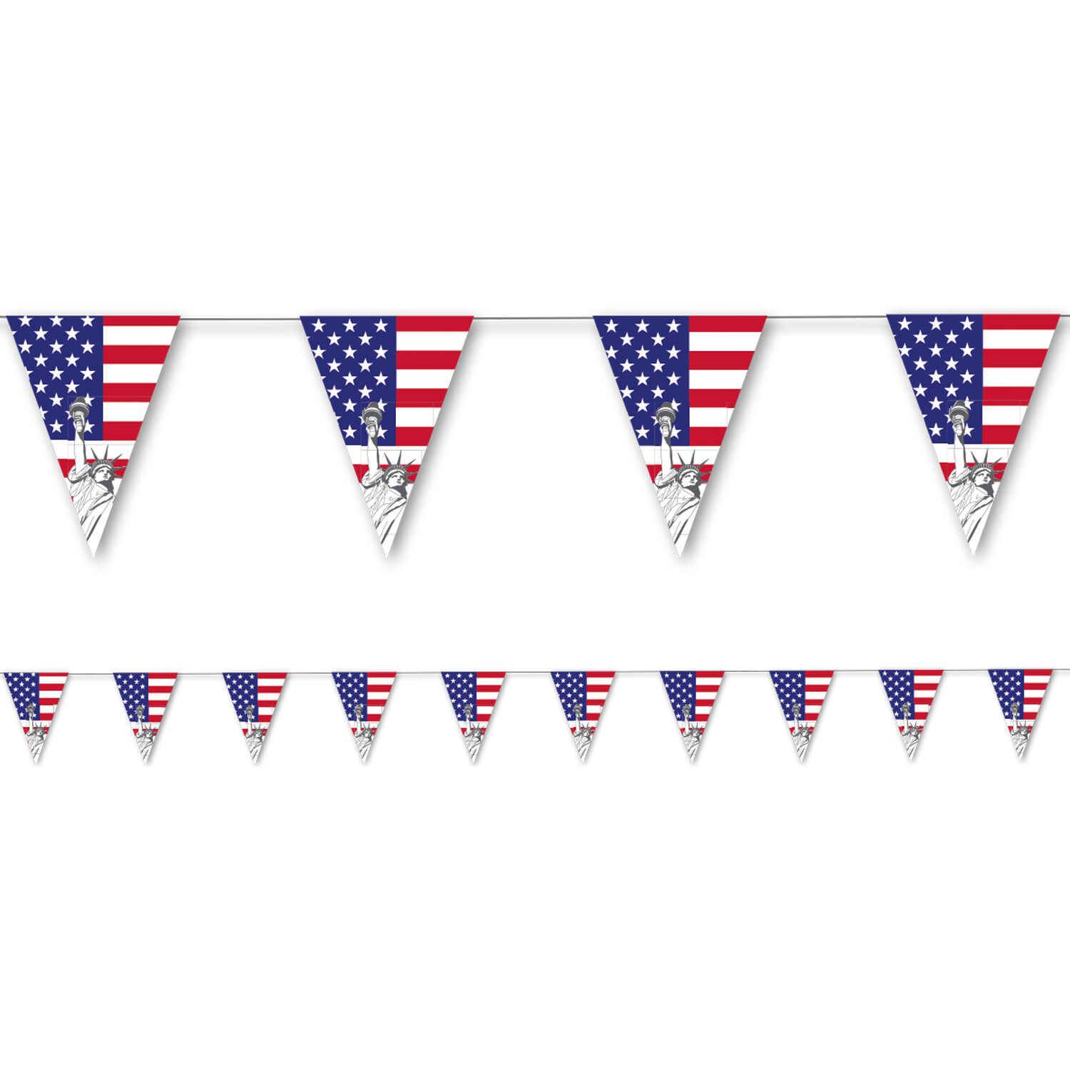 NEU Wimpelkette USA / Amerika aus Papier, 3,5m lang, 10 Flaggen, 20x30 cm