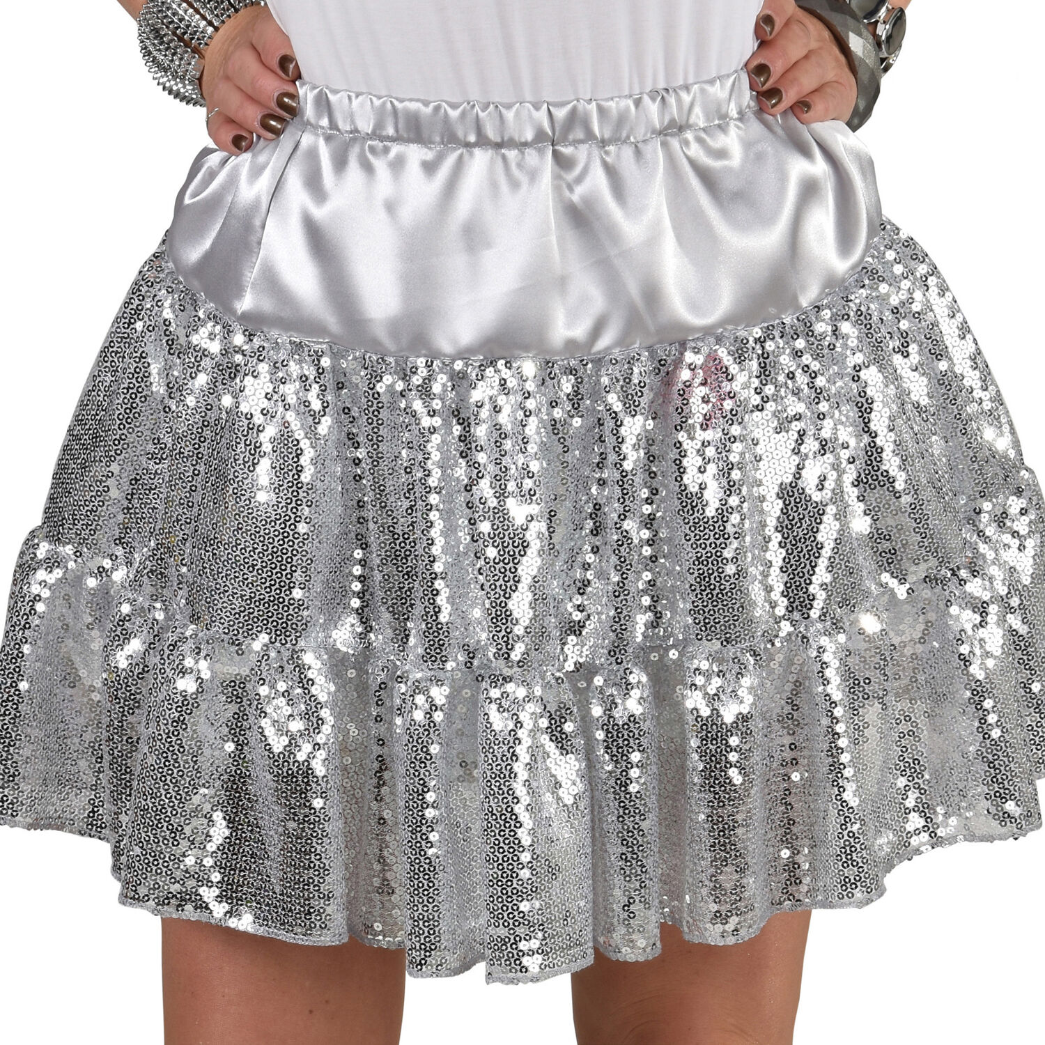 NEU Pailletten-Rock, silber, Gr. S