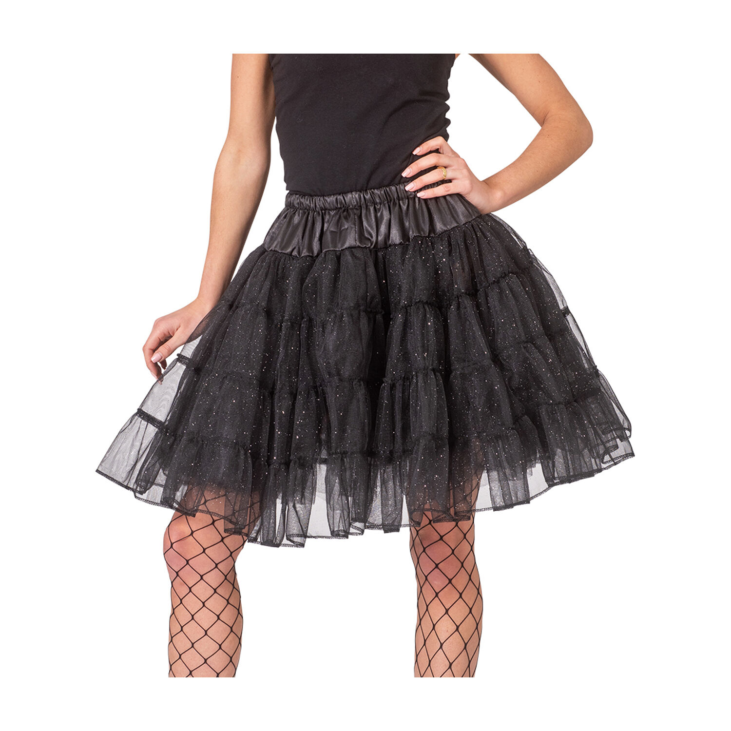 NEU Damen-Kostm Petticoat, schwarz mit Glitzer, Einheitsgre Bild 2