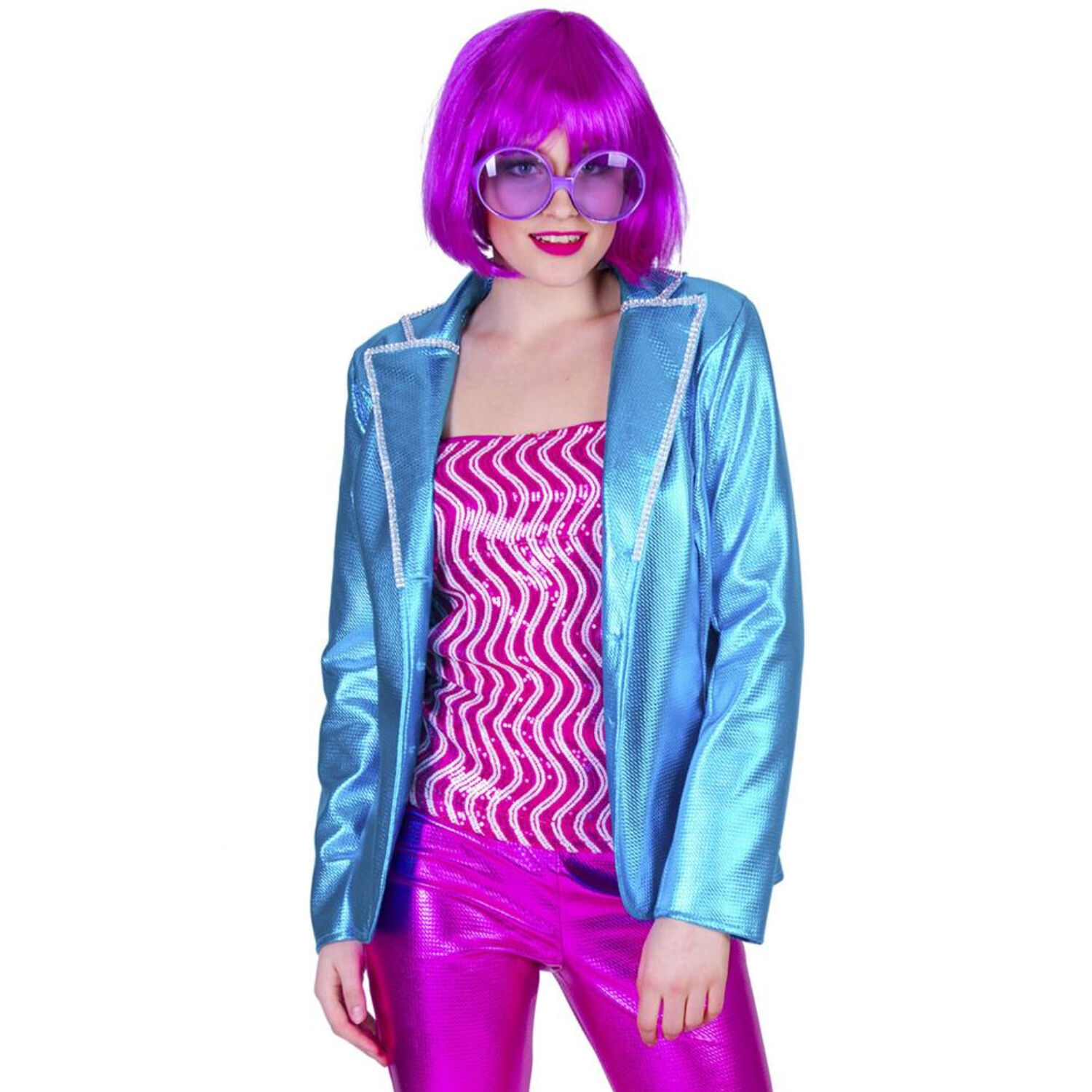 NEU Damen-Kostüm Disco-Fever-Jacke, blau, Gr. 36-38 Bild 2