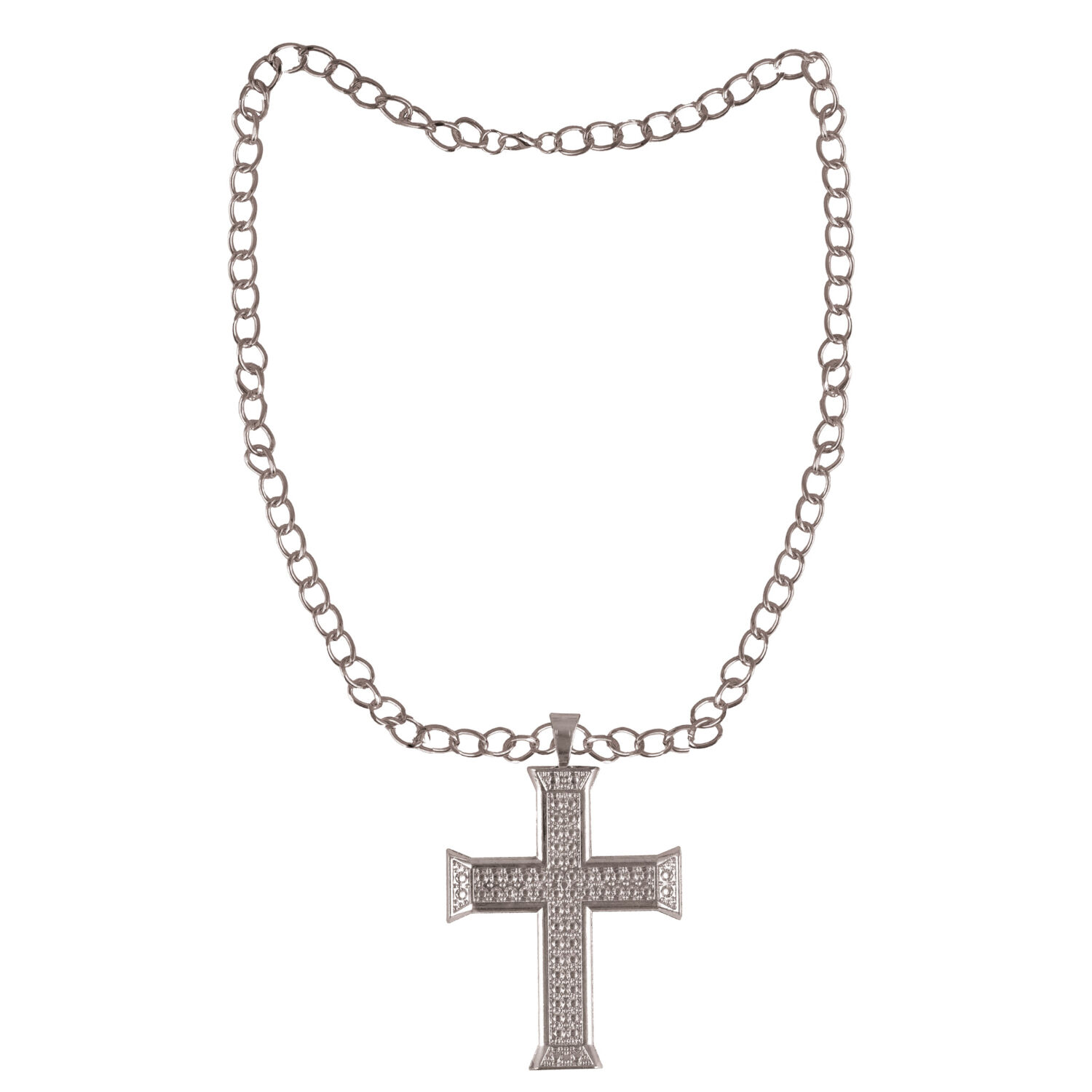 Kette mit Kreuz, silbern