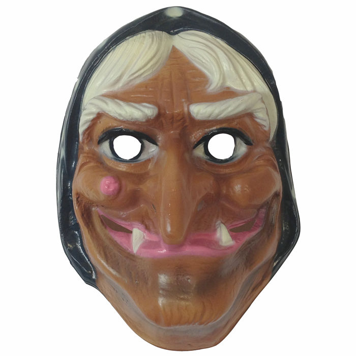 Maske Hexe mit Kopftuch, Hartplastik
