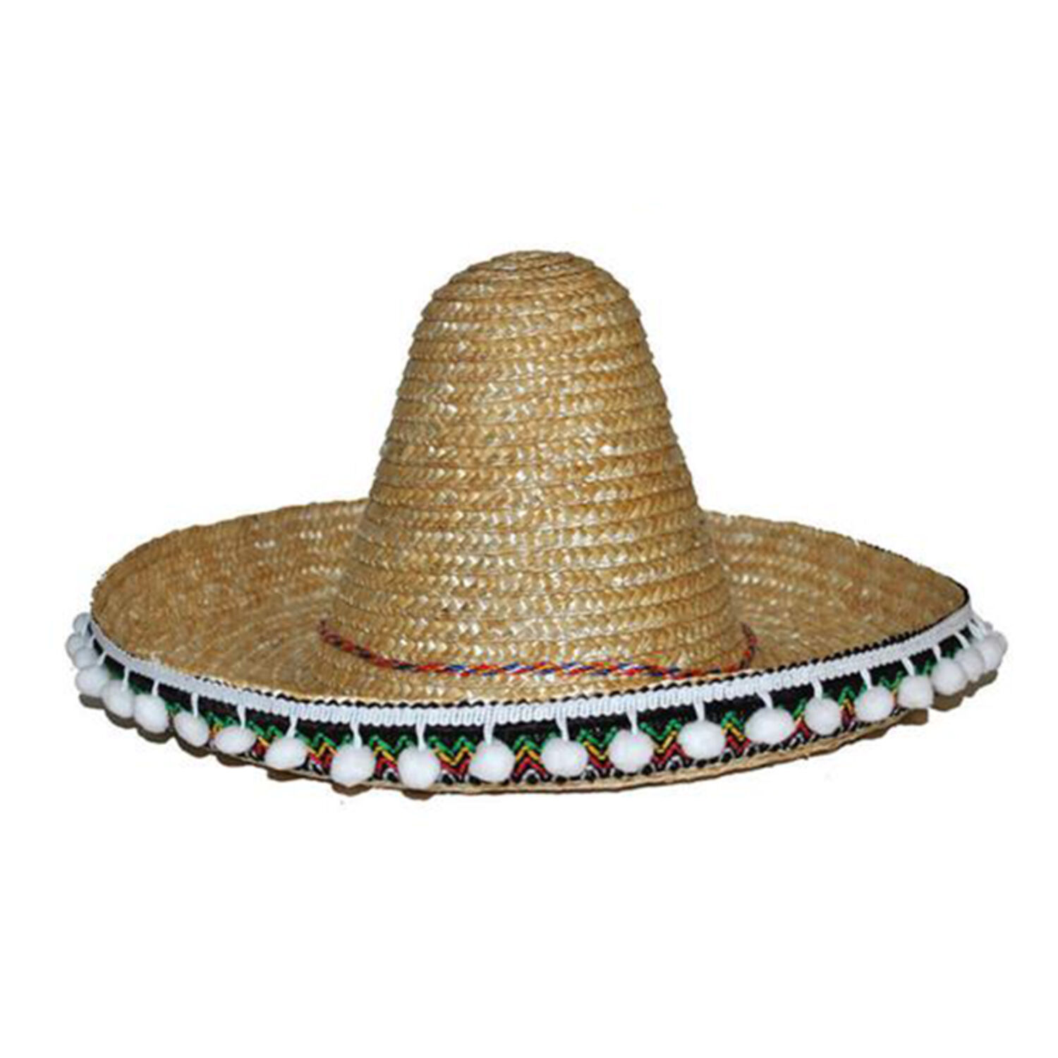 NEU Mexikanischer Hut / Sombrero mit Bommeln, Durchmesser 60 cm, Natur