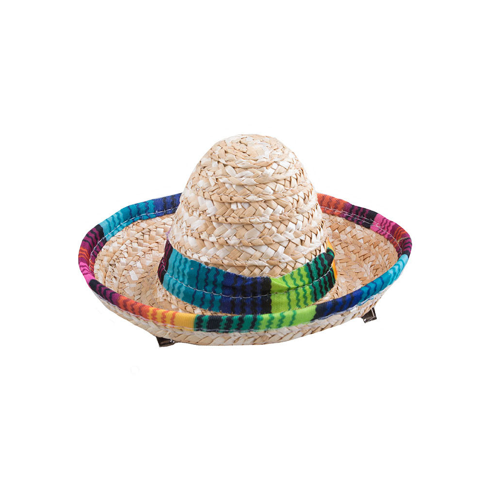 Mini-Hut Sombrero aus Stroh, mit Clips