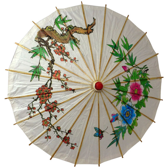 Schirm aus Papier mit Blumendruck, Ø 60cm Bild 3