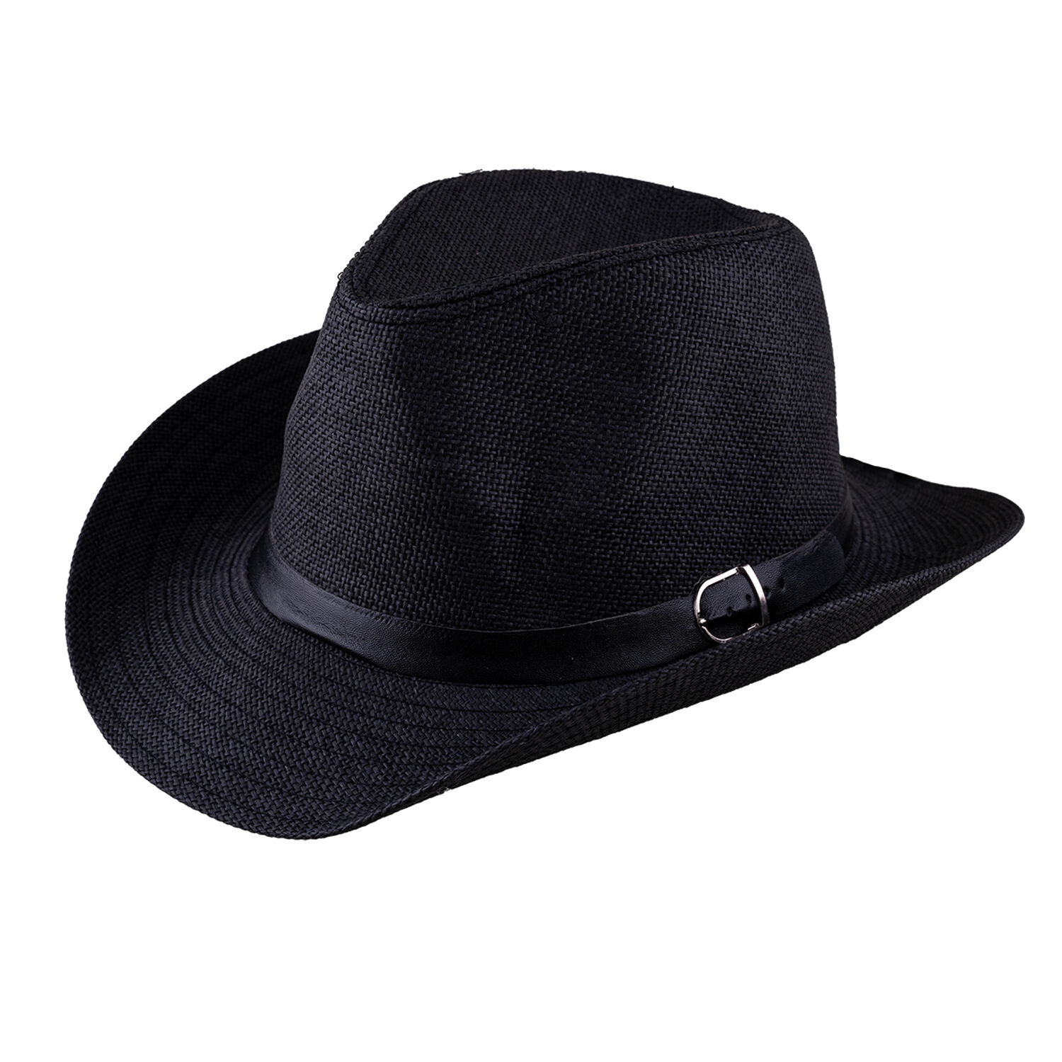 NEU Cowboy-Hut mit Band und gebogener Krempe, schwarz