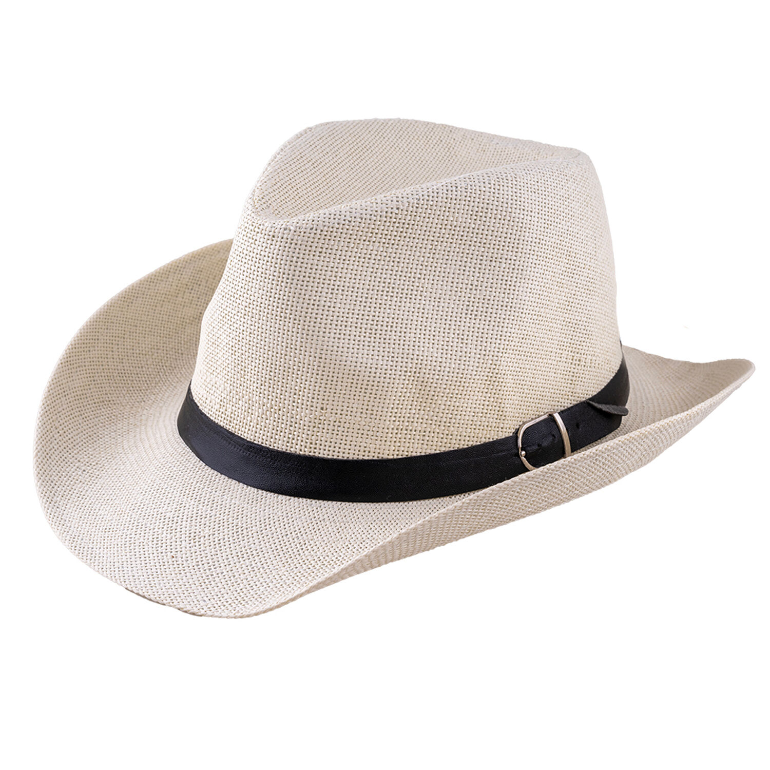 NEU Cowboy-Hut mit Band und gebogener Krempe, wei