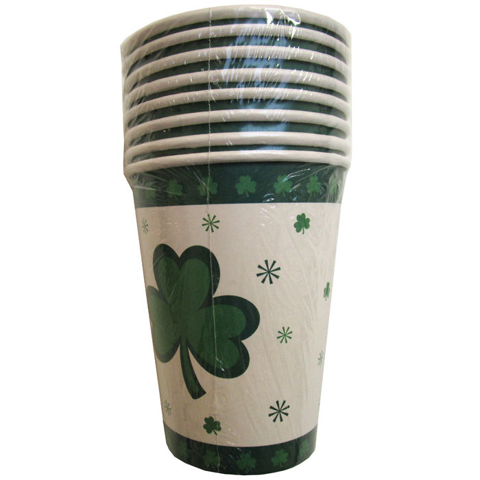 Becher, recycelbar aus Pappe, St. Patrick's Day, 8 Stck