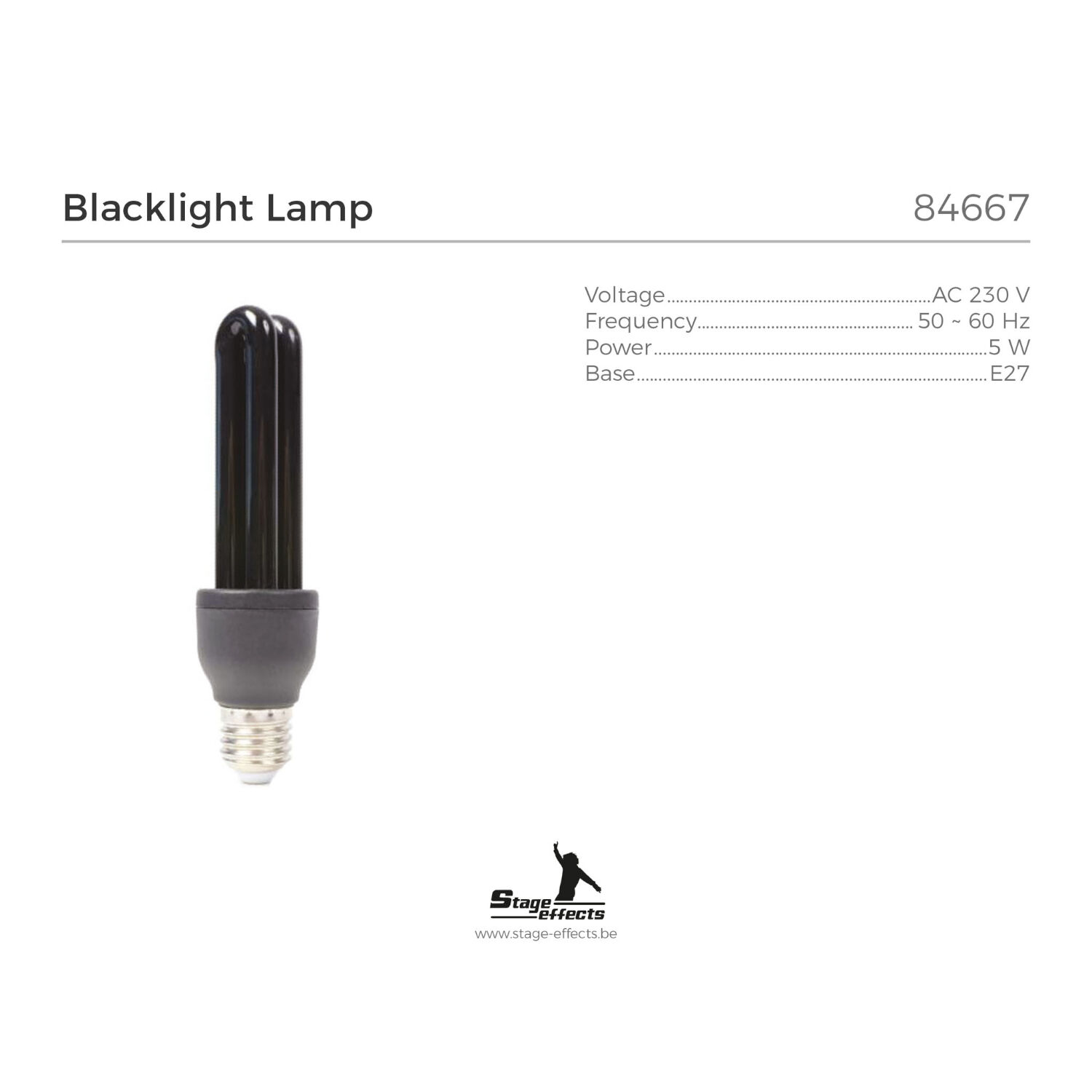 NEU Schwarzlicht-Glhbirne E27, 230 Volt, 5W, 50-60Hz Bild 2