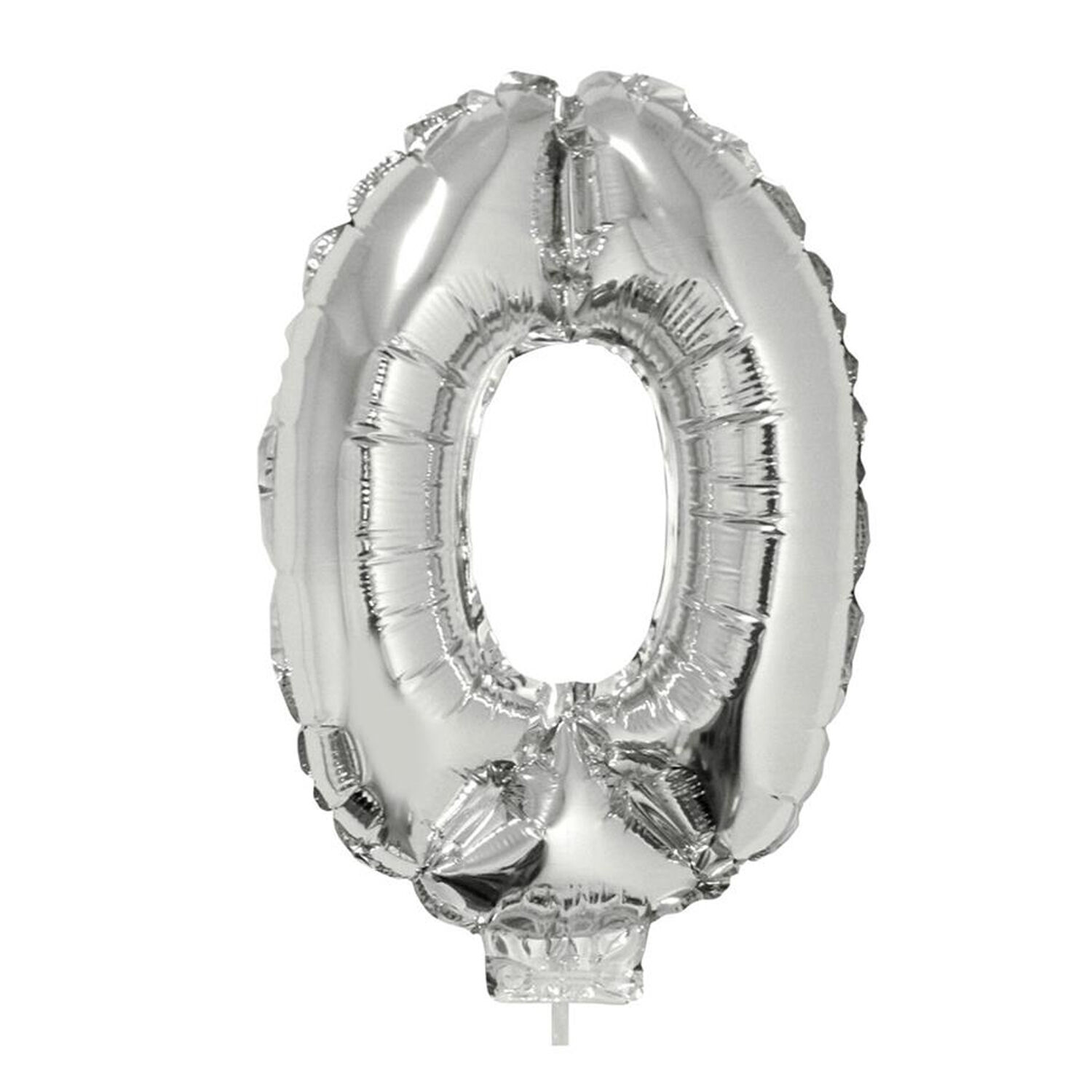 NEU Mini-Folienballon am Papierstbchen, Zahl 0, silber, ca. 40cm