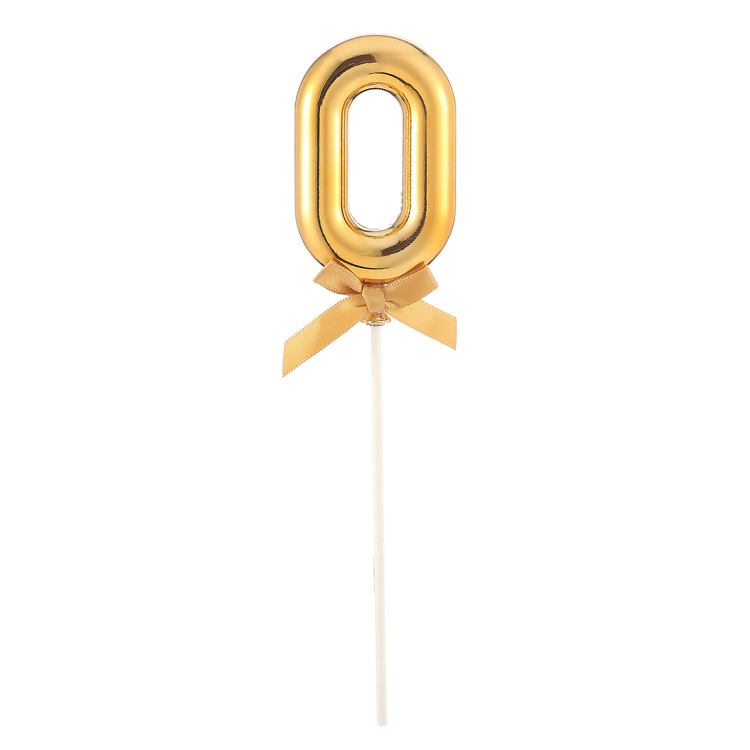 NEU Kuchen / Cake-Topper Mini Ziffer am Stab, 9 cm, Zahl 0, gold, Stab ca. 15cm