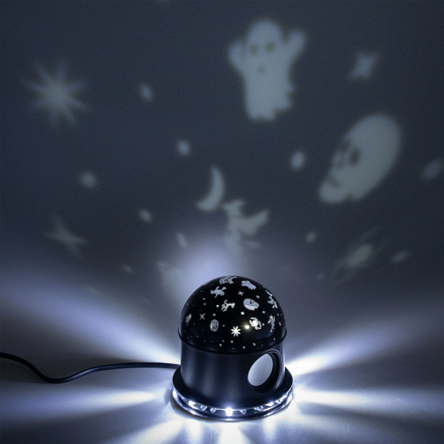 NEU Halloween-Licht-Projektor Diskokugel mit Grusel-Motiven, 12x12x14cm
