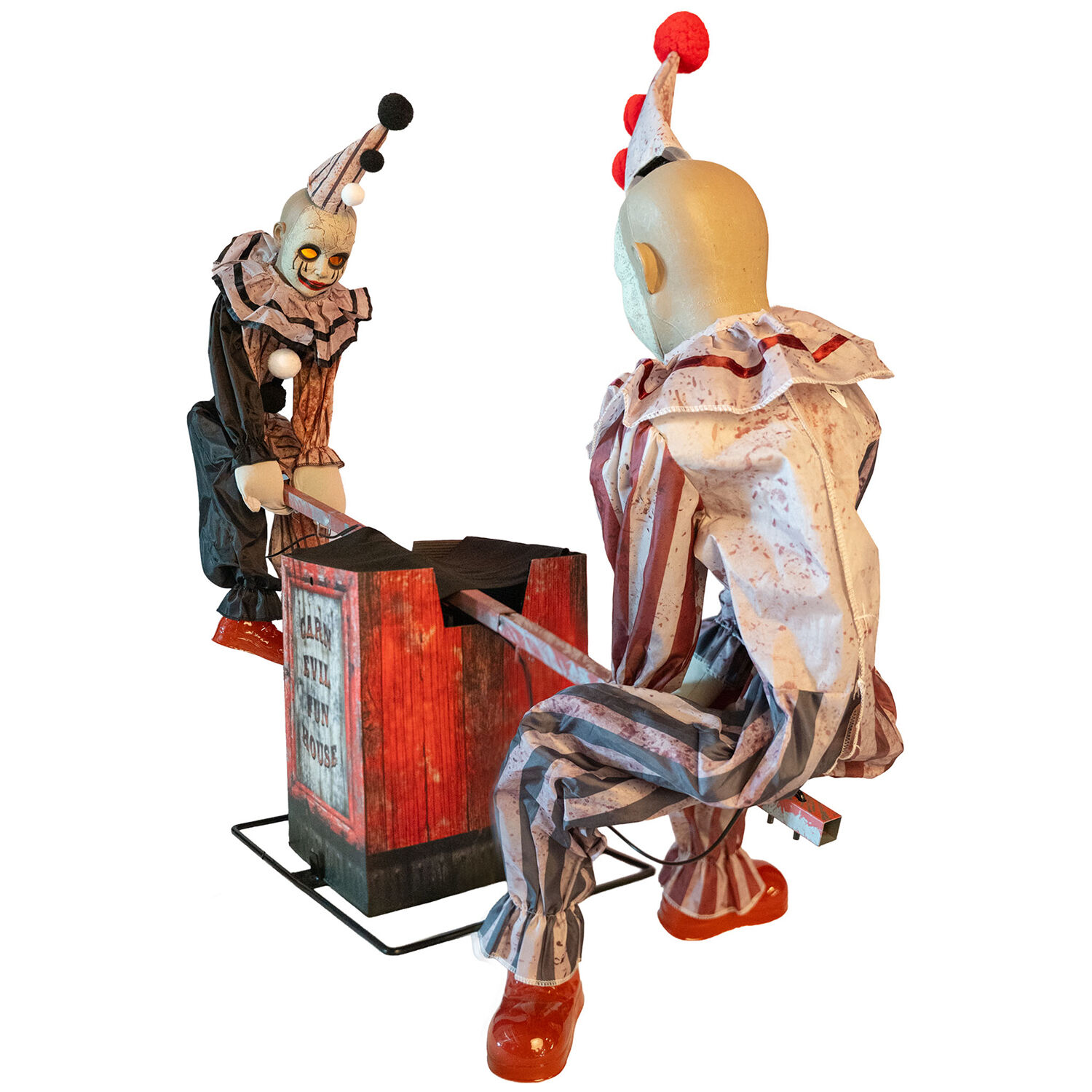 Dekofigur Wippe mit 2 Clowns, Animatronik mit Bewegung, Sound und Licht, ca. 125x31x90cm Bild 2