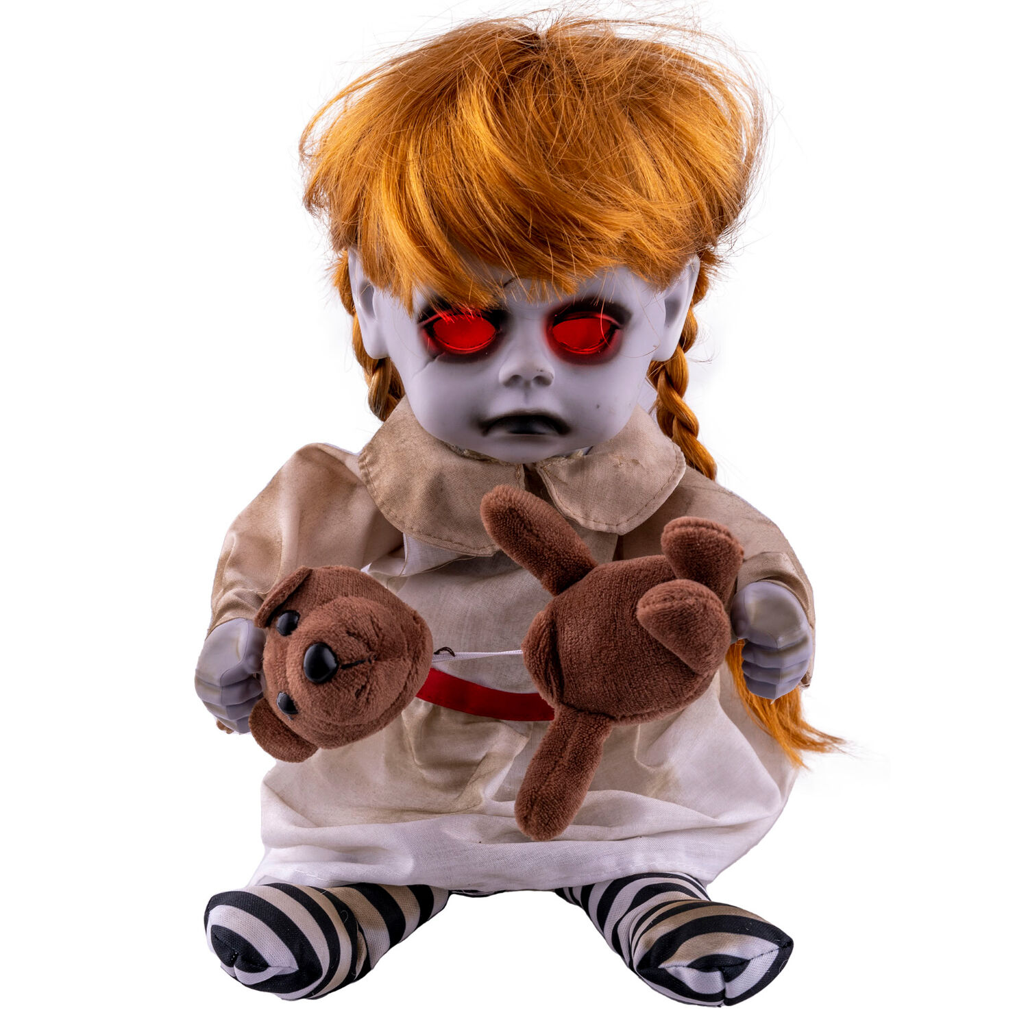 NEU Halloween-Deko-Figur Mdchen mit Teddy, mit Licht, Sound und Bewegung, batteriebetrieben, ca. 15x17x25cm