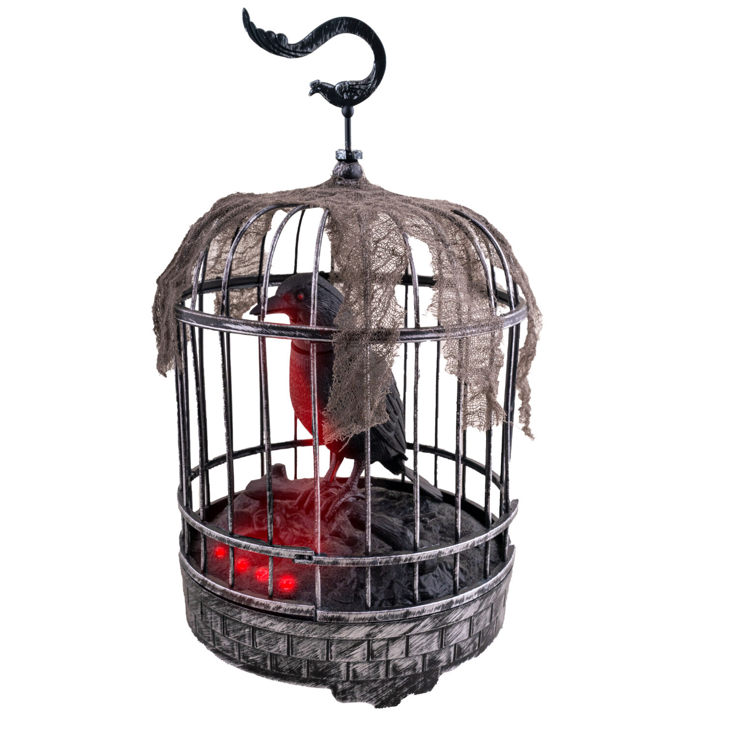 NEU Halloween-Deko-Figur Krhe im Kfig, mit Licht, Sound und Bewegung, ca. 32 cm