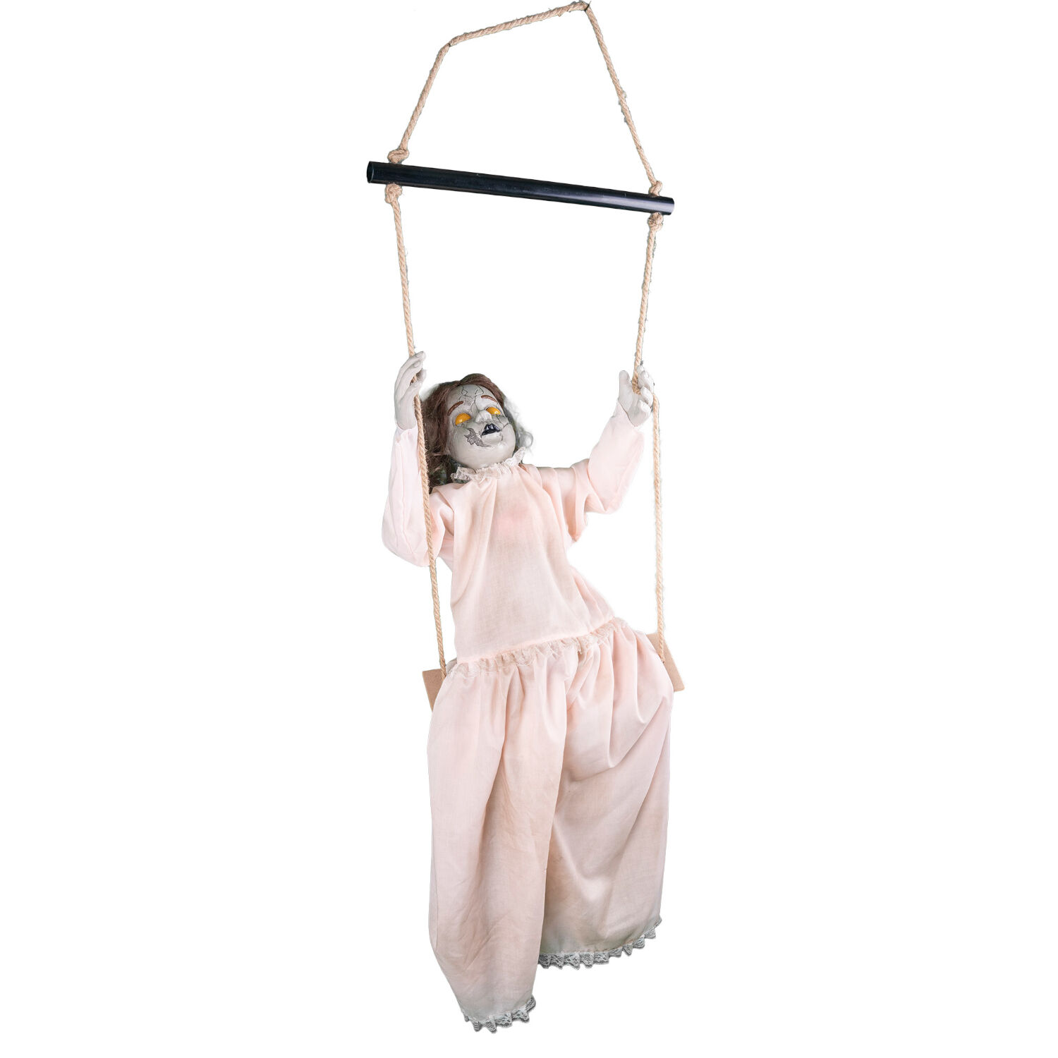 NEU Halloween-Deko-Figur Schaukelndes Mdchen Scarlet, mit Licht, Sound und Bewegung, ca. 62,5 cm