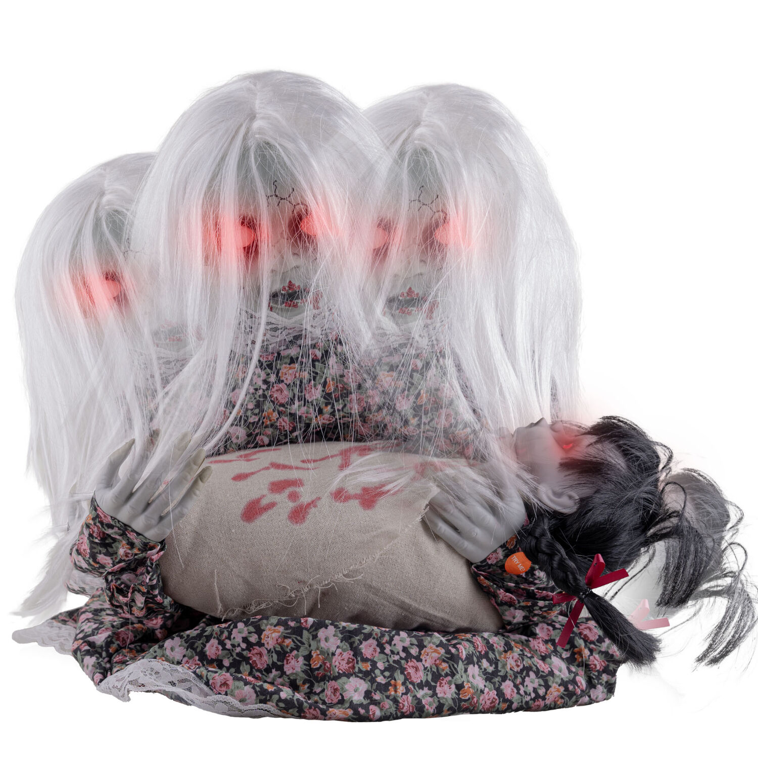 NEU Halloween-Deko-Figur Mdchen mit weinendem Baby, mit Licht, Sound und Bewegung, ca. 50 cm Bild 2