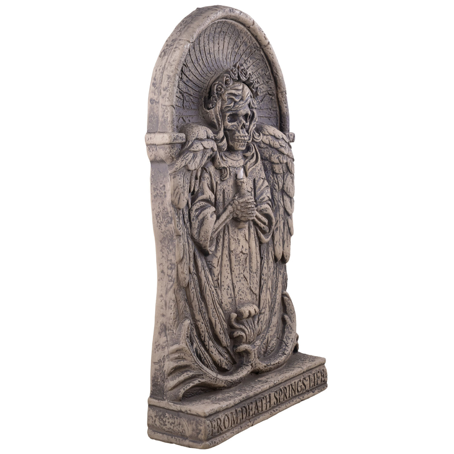 Halloween-Deko Grabstein mit lachendem Todesengel, mit Licht & Sound, ca. 64 cm Bild 2