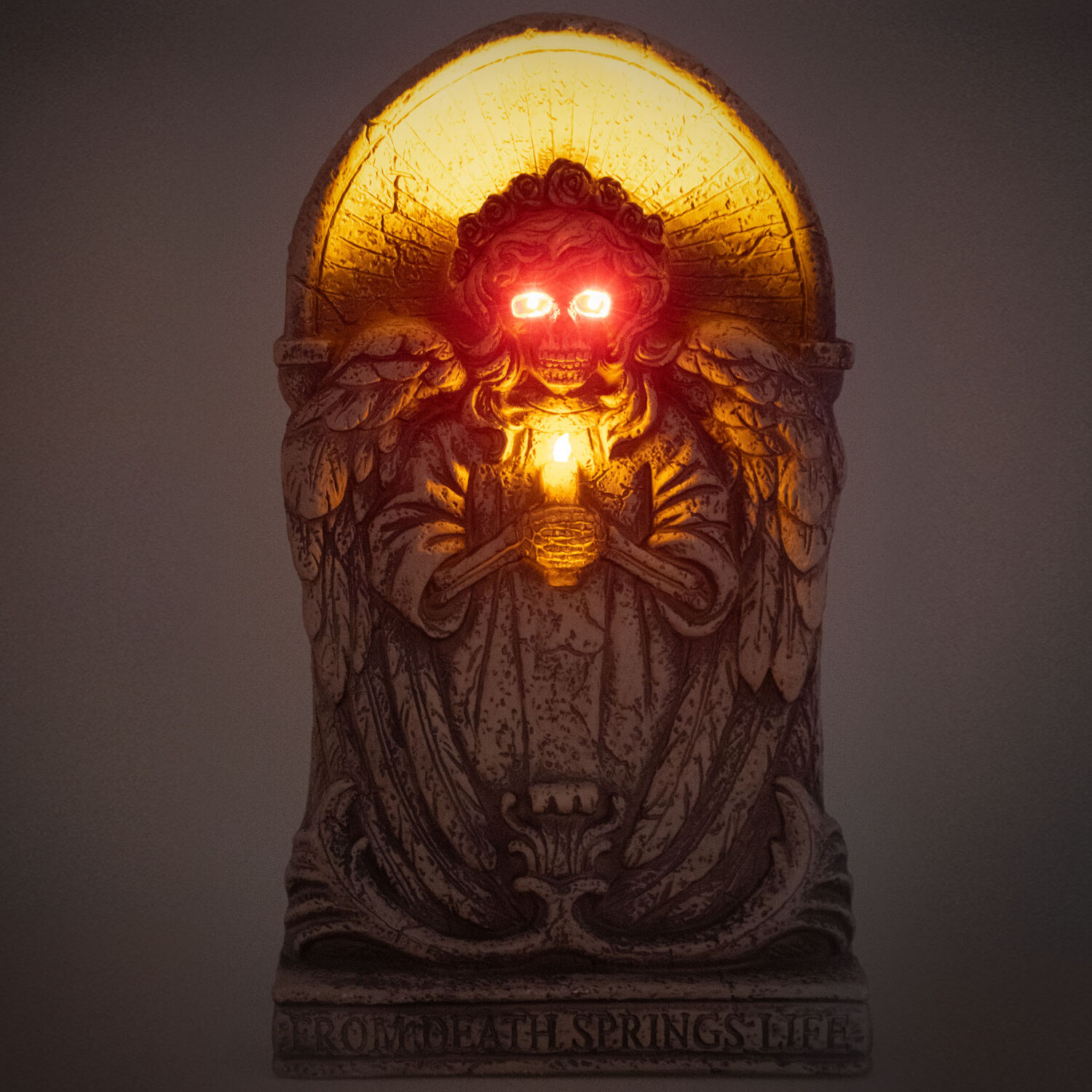 Halloween-Deko Grabstein mit lachendem Todesengel, mit Licht & Sound, ca. 64 cm Bild 3