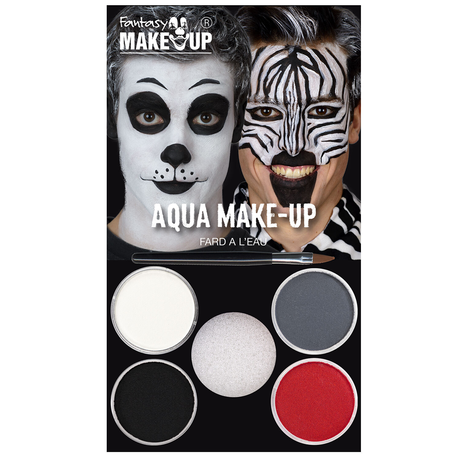 SALE Fantasy Aqua-Schmink-Set, Zebra / Panda, Vorteilspack, 6-teilig