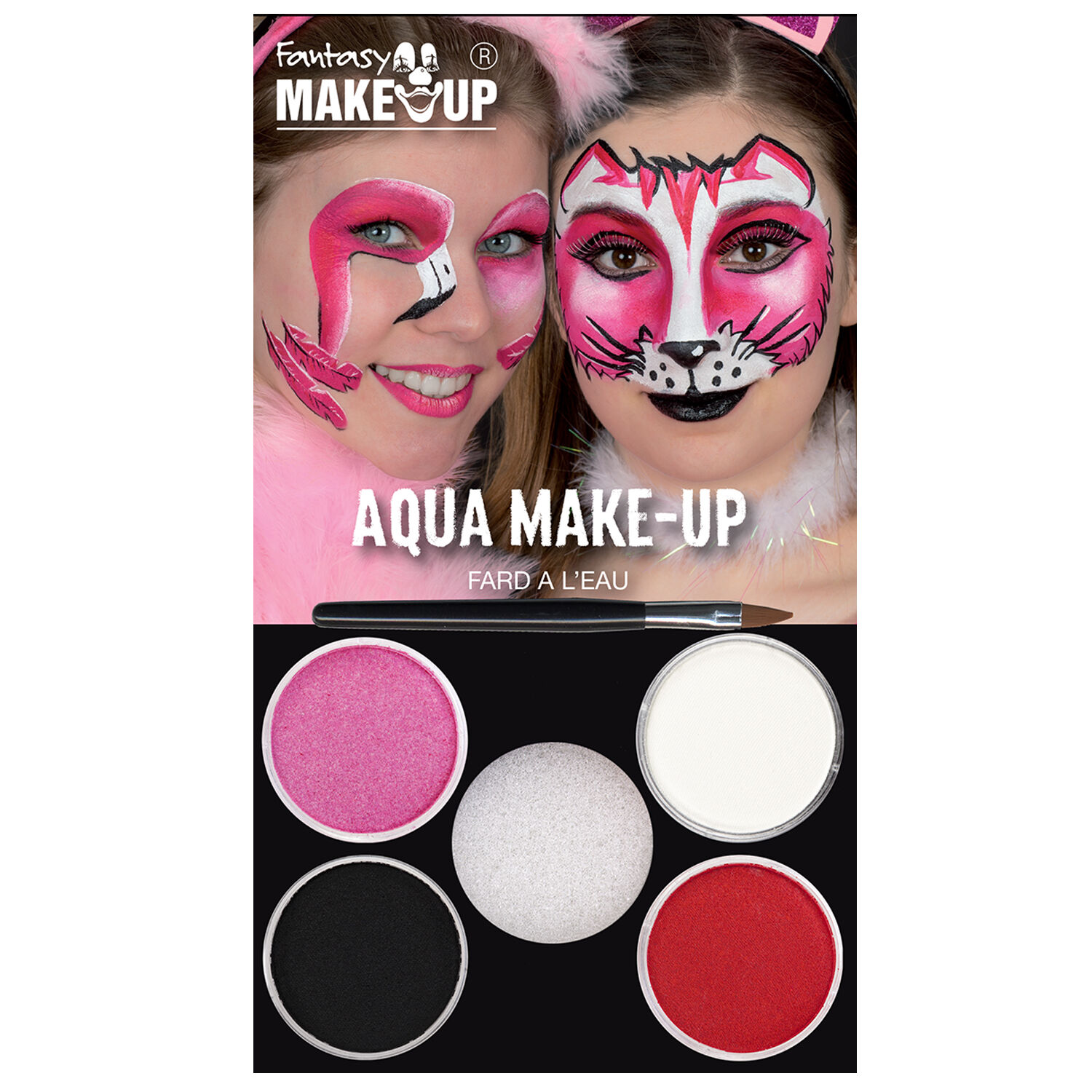 SALE Fantasy Aqua-Schmink-Set, Flamingo / Katze, Vorteilspack, 6-teilig